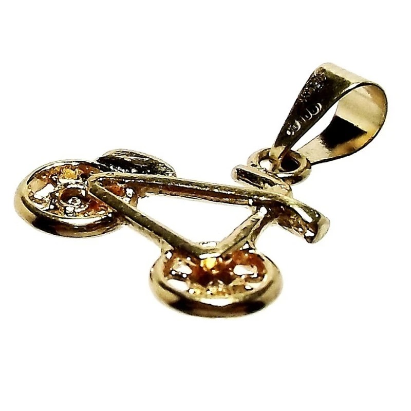 Colgante oro 18k bicicleta dos circonitas [4967]