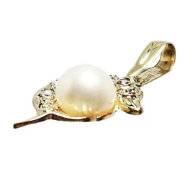 Colgante oro 18k delfín circonita rubi perla [247]