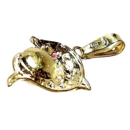 Colgante oro 18k delfín circonita rubi perla [247]