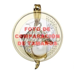 Colgante oro 18k delfín circonita rubi perla [247]