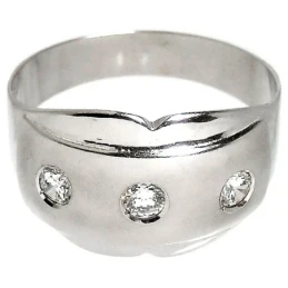 Sortija oro blanco 18k mate brillo circonitas [536S]