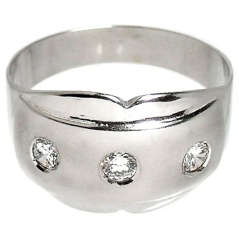 Sortija oro blanco 18k mate brillo circonitas [536S]