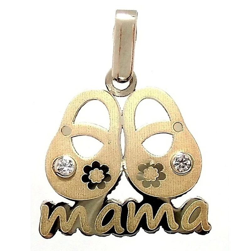 Colgante oro 9k mamá zapatos circonita [6731] Regalo día madre