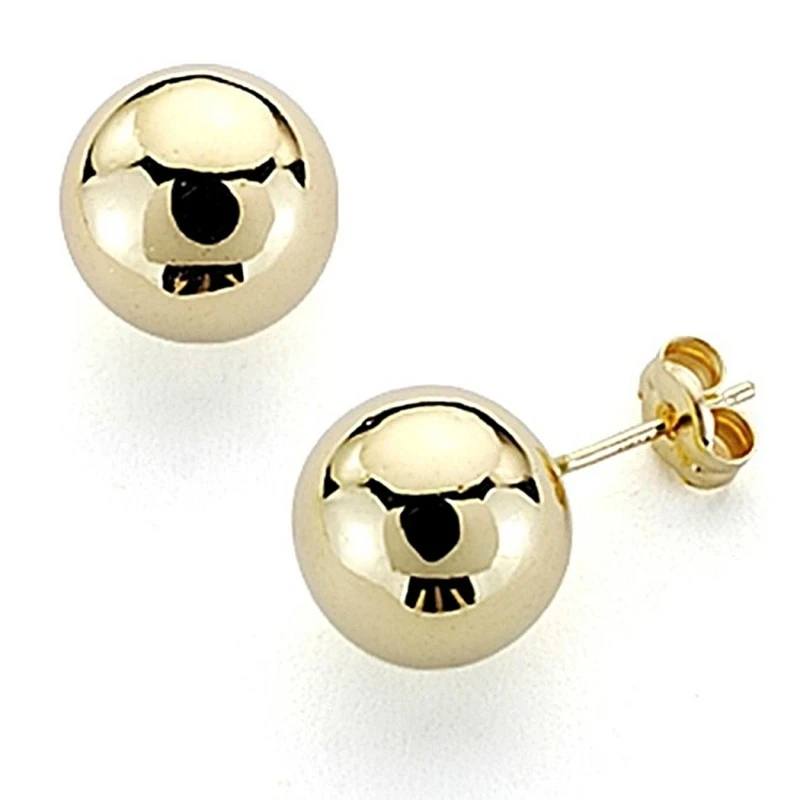 Pendientes oro 9k bola lisa 10mm. cierre presión [7205]