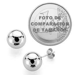 Pendientes oro 9k bola lisa 10mm. cierre presión [7205]
