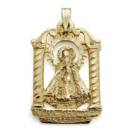Colgante oro 18k Virgen Castellar palio silueta 27mm. [7099]