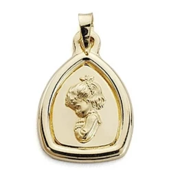 Medalla oro 18k Virgen Niña 24mm. filo liso [7104]