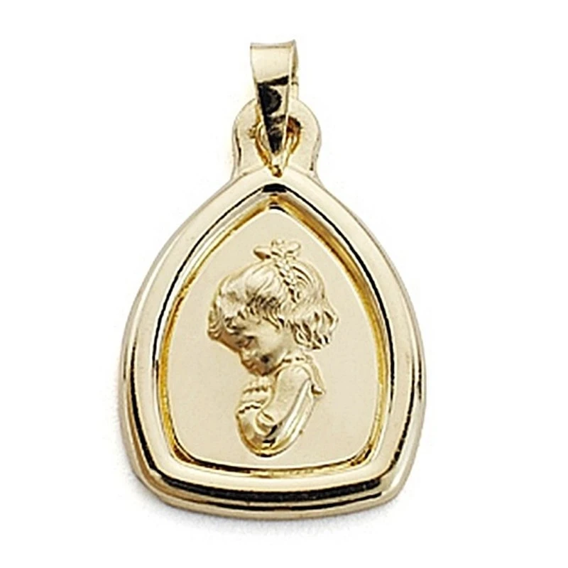 Medalla oro 18k Virgen Niña 24mm. filo liso [7104]