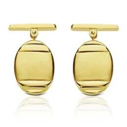 Gemelos oro 18k oval 18mm. mate y brillo 4 surcos [7216]