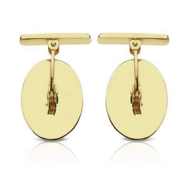 Gemelos oro 18k oval 18mm. mate y brillo 4 surcos [7216]