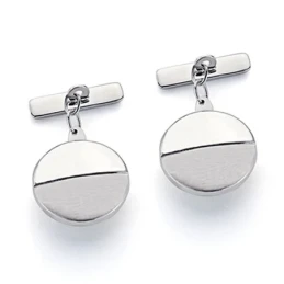 Gemelos oro blanco 18k circulares 15mm. mate brillo diametral [7217]