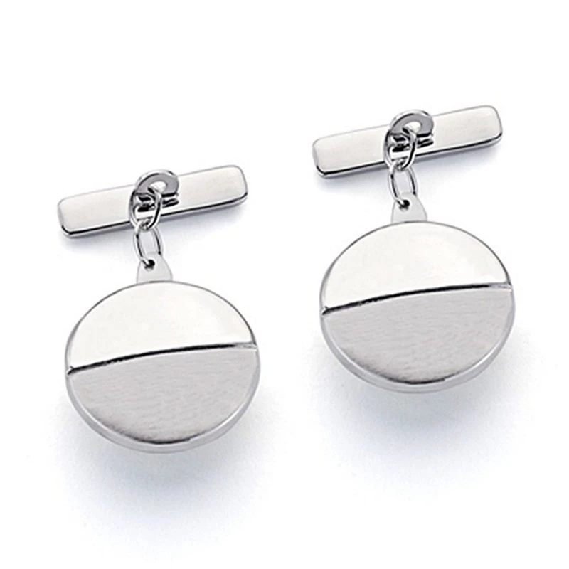 Gemelos oro blanco 18k circulares 15mm. mate brillo diametral [7217]