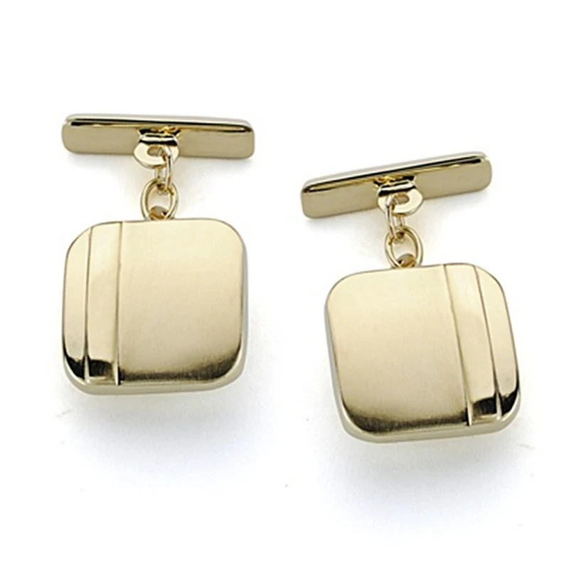 Gemelos oro 18k cuadrados 14mm. trevilla [7220]