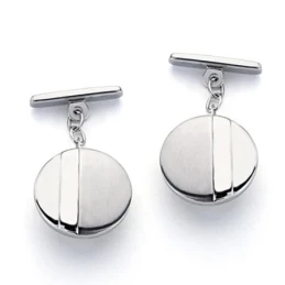 Gemelos oro blanco 18k redondos 15mm. mate y brillo [7225]