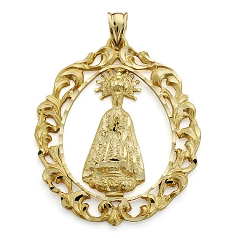 Colgante oro 18k Virgen de la Asunción 43mm. cerco calado [7244]