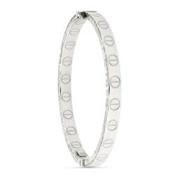Pulsera oro blanco 18k aro media caña tornillos cuadrada [7263]