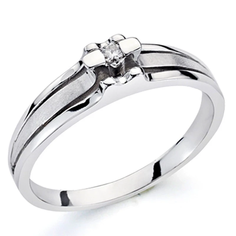 Sortija oro blanco 18k 1 diamante brillante 0,042ct [7289]