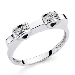 Sortija oro blanco 18k 4 diamantes brillantes 0,1ct [7316]