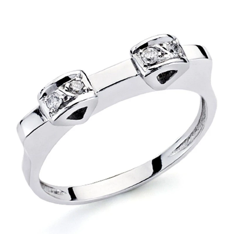 Sortija oro blanco 18k 4 diamantes brillantes 0,1ct [7316]