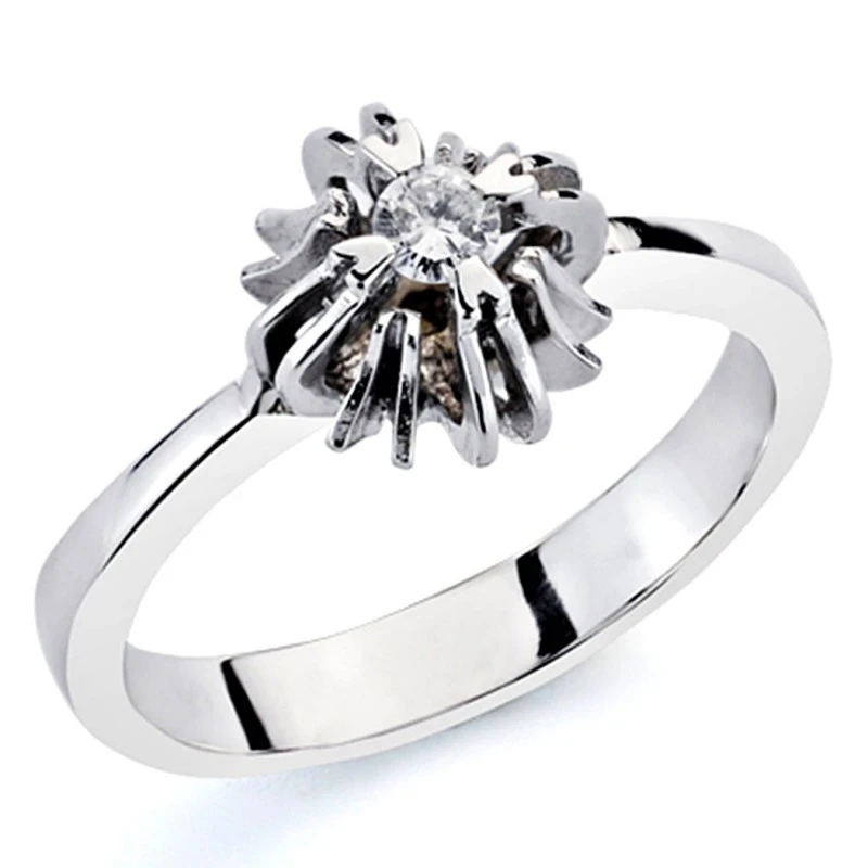 Solitario oro blanco 18k 1 diamante brillante 0,1ct [7324]