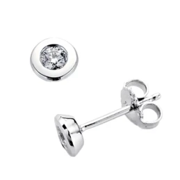 Pendientes oro blanco 18k 2 diamantes brillantes 0,2ct [7369]