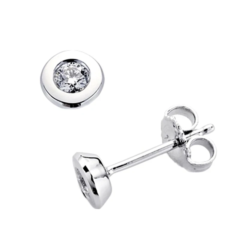 Pendientes oro blanco 18k 2 diamantes brillantes 0,2ct [7369]