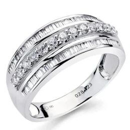 Sortija oro blanco 18k diamantes brillantes carré 0,653ct [7380]