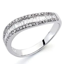 Sortija oro blanco 18k diamantes brillantes carrés 0,48ct [7382]