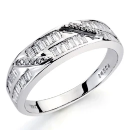 Sortija oro blanco 18k diamantes brillantes carrés 0,44ct [7383]