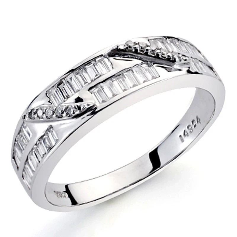 Sortija oro blanco 18k diamantes brillantes carrés 0,44ct [7383]