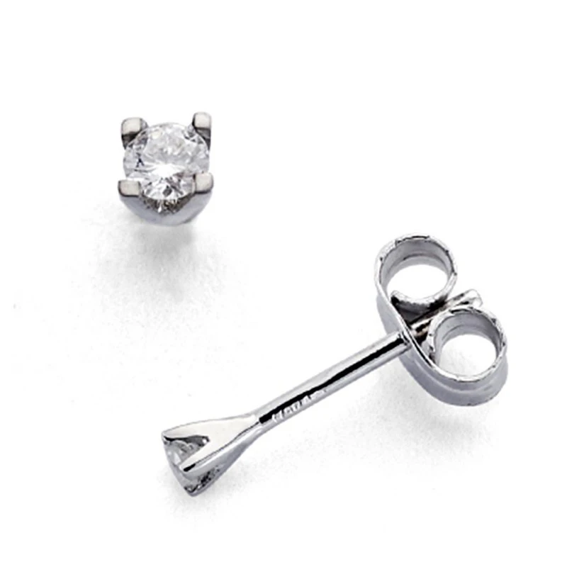 Pendientes oro blanco 18k 2 diamantes brillantes 0,11ct [7406]