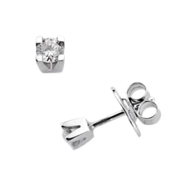 Pendientes oro blanco 18k 2 diamantes brillantes 0,24ct [7407]