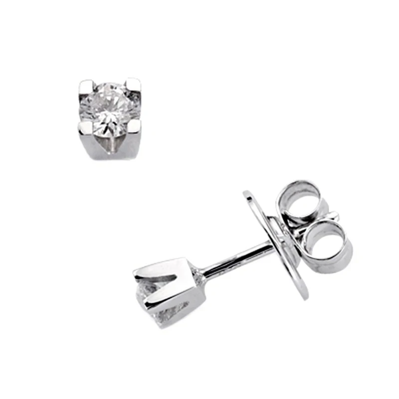Pendientes oro blanco 18k 2 diamantes brillantes 0,24ct [7407]