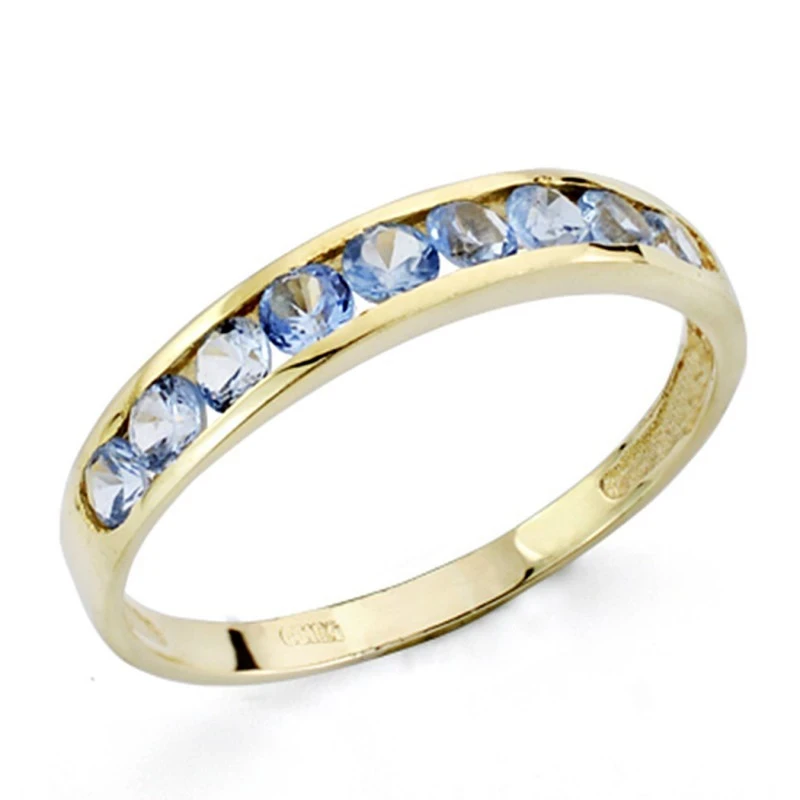 Sortija oro 18k circonita aguamarina [7443]