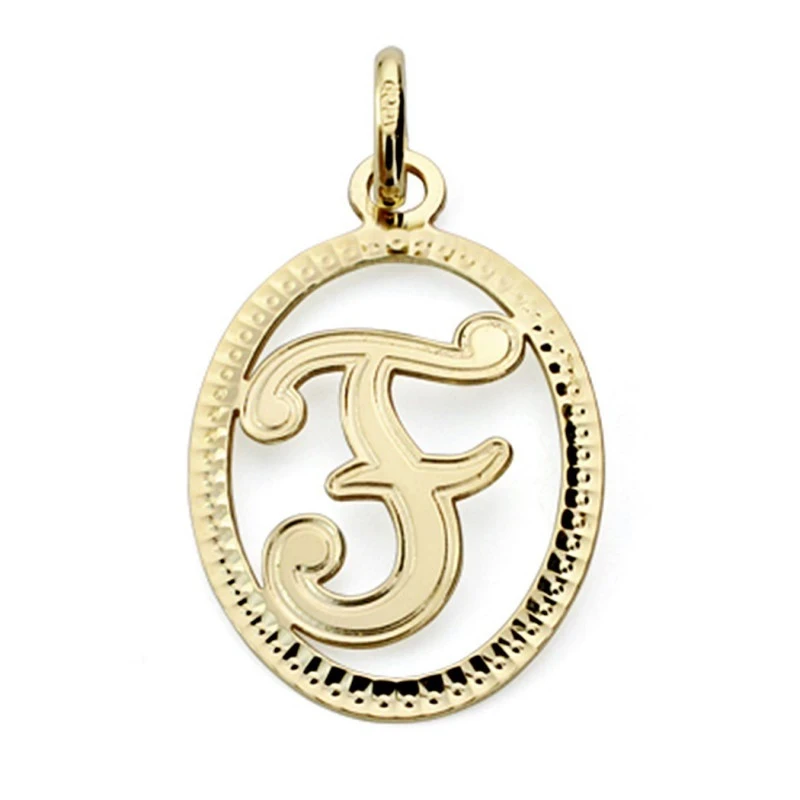 Colgante oro 18k inicial letra F 21mm. [7463]