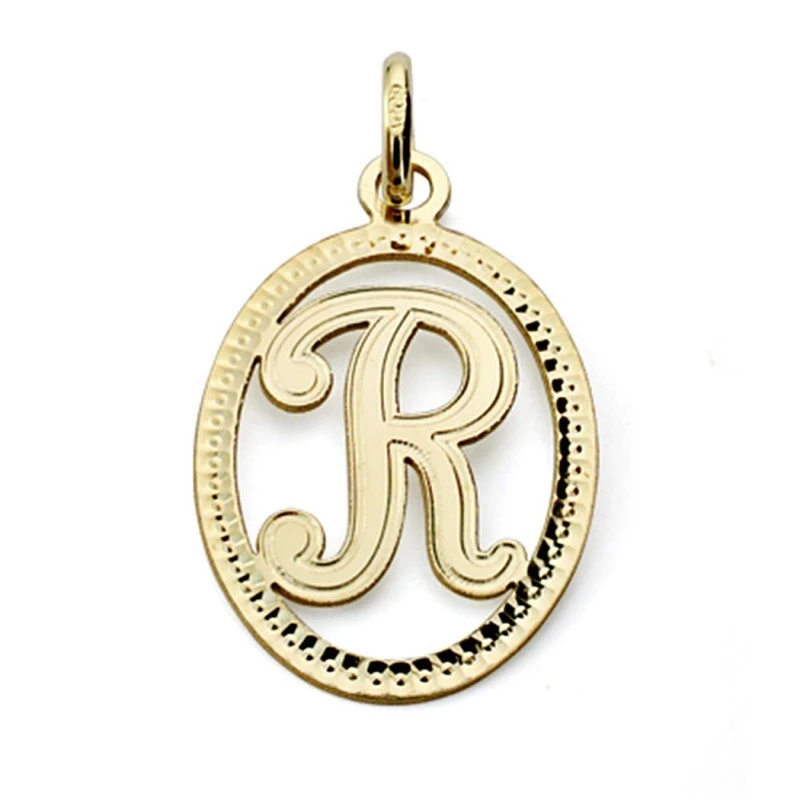 Colgante oro 18k inicial letra R 21mm. [7469]