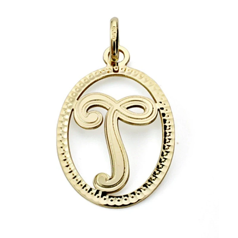 Colgante oro 18k inicial letra T 21mm. [7471]