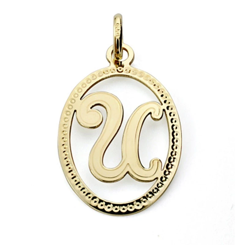 Colgante oro 18k inicial letra U 21mm. [7472]