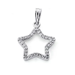 Colgante oro blanco 18k estrella 19mm. [7476]