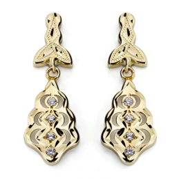 Pendientes oro 18k circonitacierre catalán [7487]
