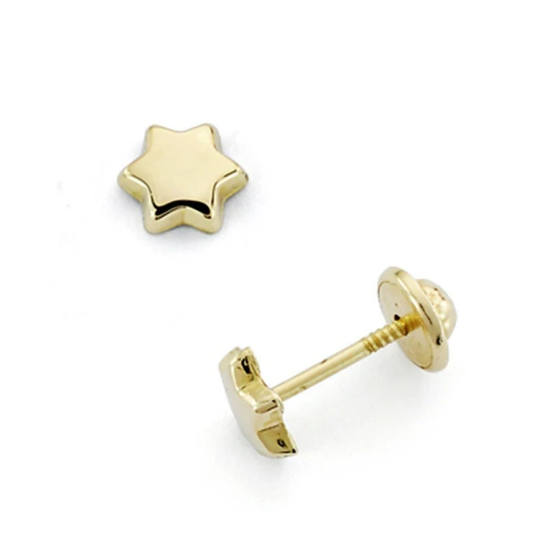 Pendientes oro 18k estrella 5mm. cierre tornillo [7493]