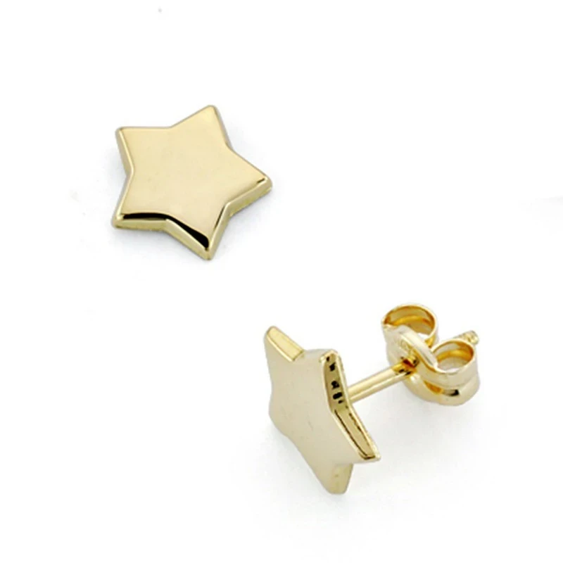 Pendientes oro 18k estrella 7mm. cierre presión [7495]