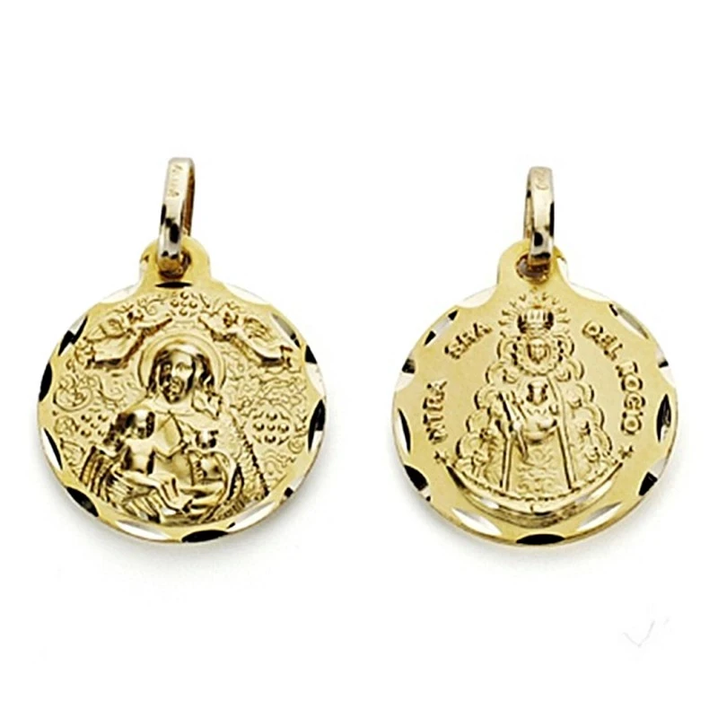 Medalla oro 18k escapulario Virgen del Rocío y Cinta 16mm. [7576]