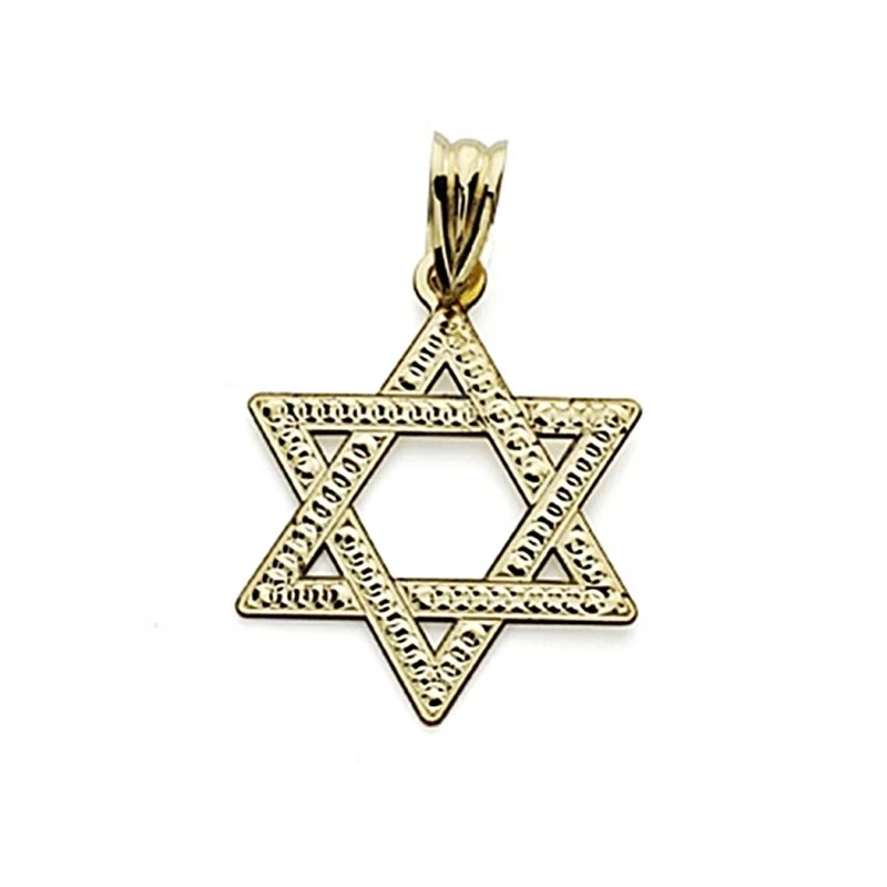 Colgante oro 18k Estrella David 23mm. tallada [7582]