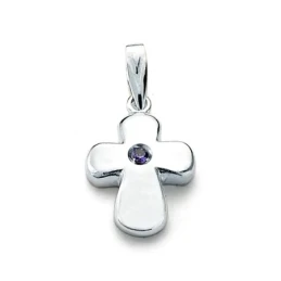Cruz oro blanco 18k circonita centro [7658]
