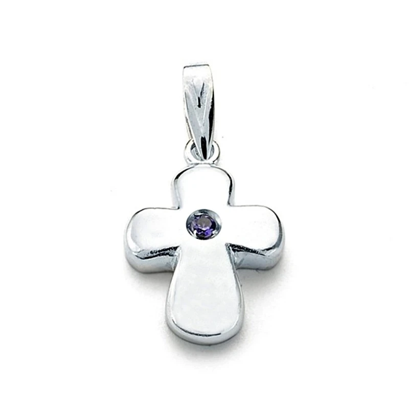 Cruz oro blanco 18k circonita centro [7658]
