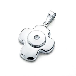 Cruz oro blanco 18k circonita centro relieve [7659]