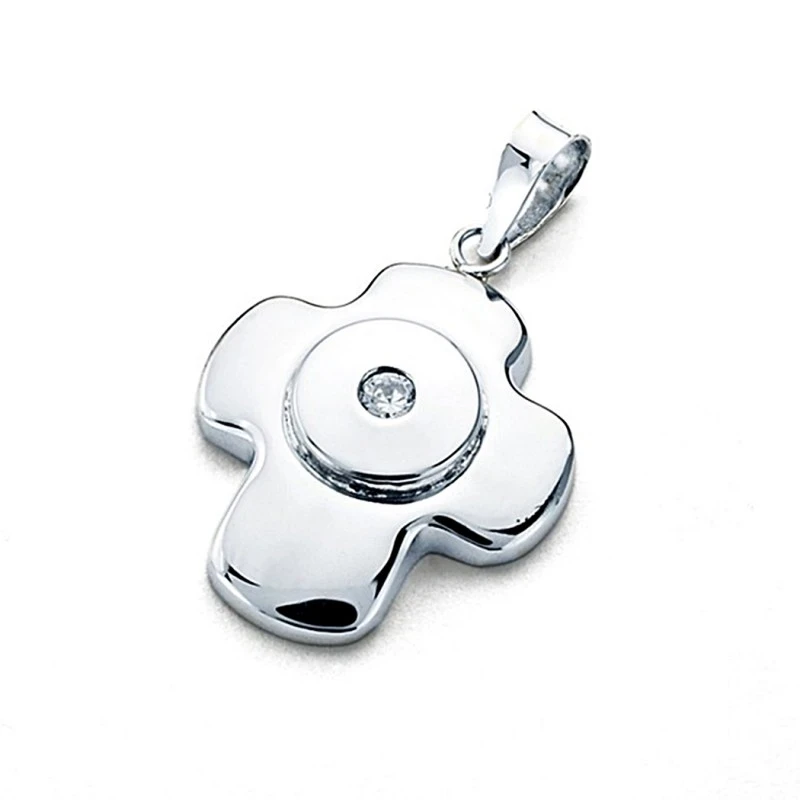 Cruz oro blanco 18k circonita centro relieve [7659]