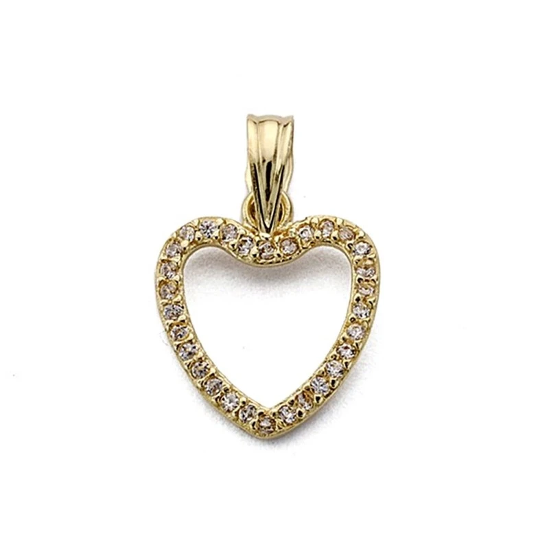 Colgante oro 18k corazón circonitas 14mm. [7693]