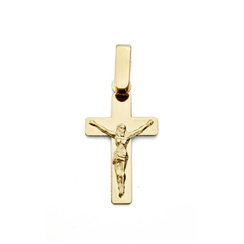 Cruz crucifijo oro 18k plano Cristo 20mm. [7695]